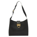 Salvatore Ferragamo Gancini Shoulder Bag Leather Black Gold Auth yk18162-13