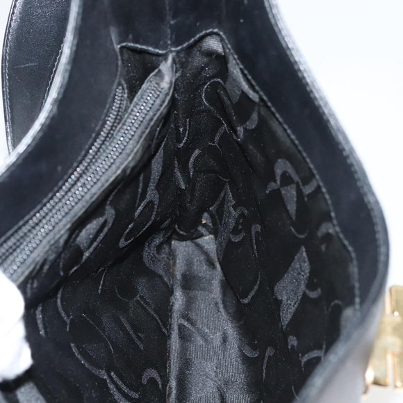 Salvatore Ferragamo Gancini Shoulder Bag Leather Black Gold Auth yk18162