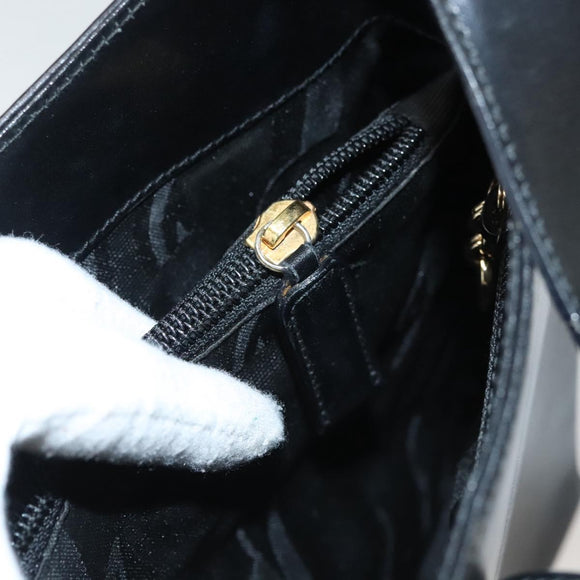 Salvatore Ferragamo Gancini Shoulder Bag Leather Black Gold Auth yk18162