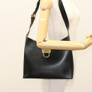 Salvatore Ferragamo Gancini Shoulder Bag Leather Black Gold Auth yk18162-26