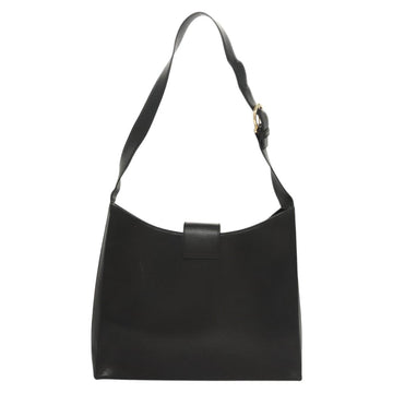 Salvatore Ferragamo Gancini Shoulder Bag Leather Black Gold Auth yk18162 - 0