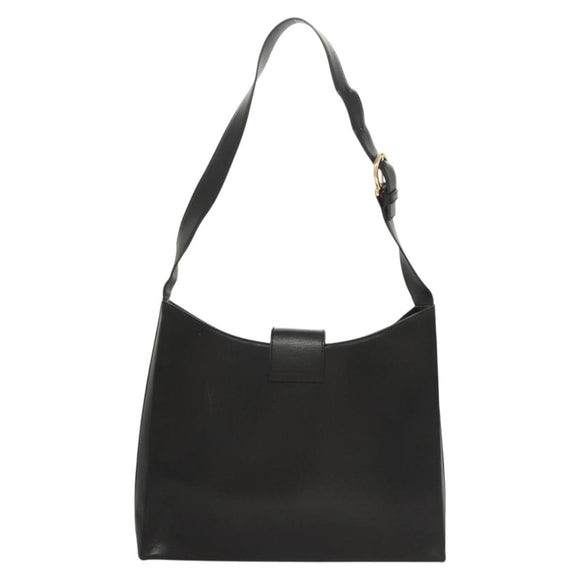 Salvatore Ferragamo Gancini Shoulder Bag Leather Black Gold Auth yk18162