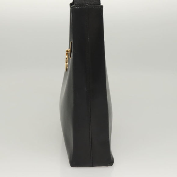 Salvatore Ferragamo Gancini Shoulder Bag Leather Black Gold Auth yk18162