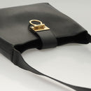 Salvatore Ferragamo Gancini Shoulder Bag Leather Black Gold Auth yk18162-6