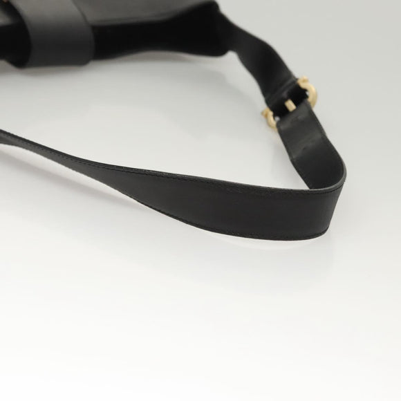Salvatore Ferragamo Gancini Shoulder Bag Leather Black Gold Auth yk18162