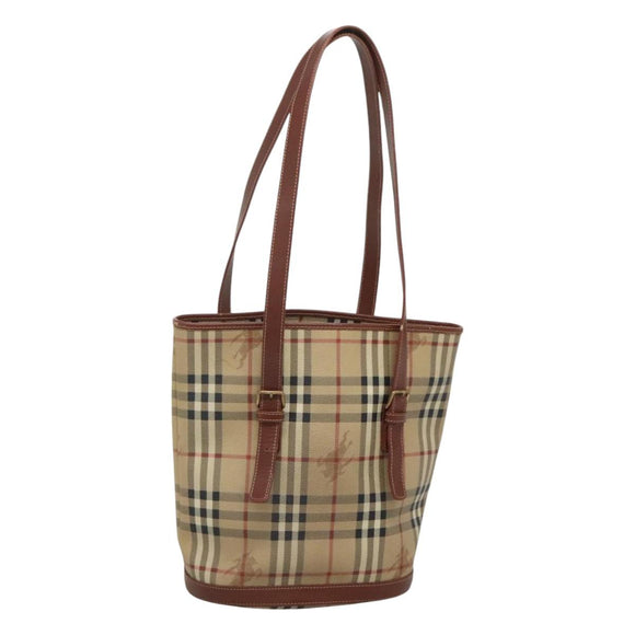 BURBERRY Nova Check Shoulder Bag PVC Beige Gold Auth yk18181