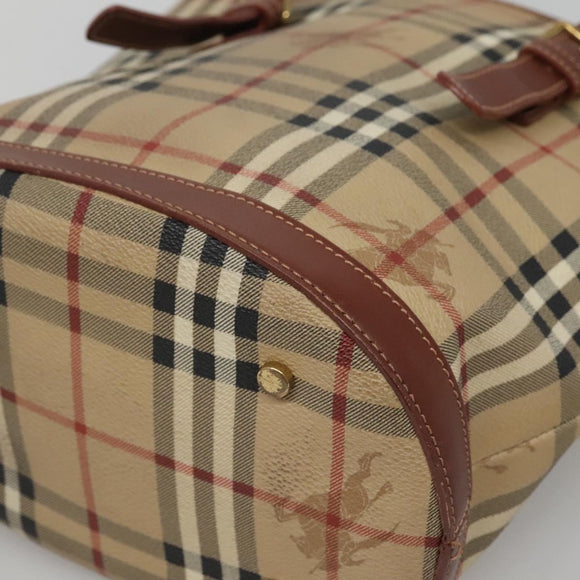 BURBERRY Nova Check Shoulder Bag PVC Beige Gold Auth yk18181