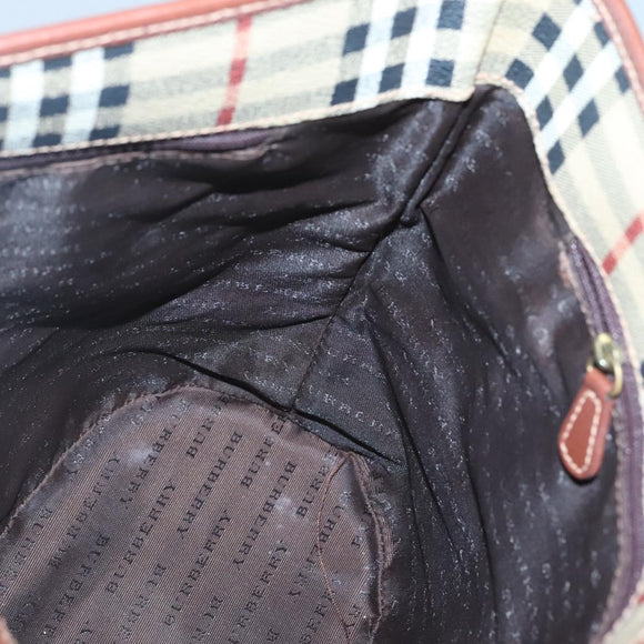 BURBERRY Nova Check Shoulder Bag PVC Beige Gold Auth yk18181