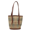 BURBERRY Nova Check Shoulder Bag PVC Beige Gold Auth yk18181-13