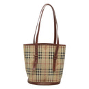 BURBERRY Nova Check Shoulder Bag PVC Beige Gold Auth yk18181-2