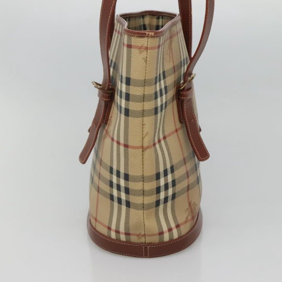 BURBERRY Nova Check Shoulder Bag PVC Beige Gold Auth yk18181