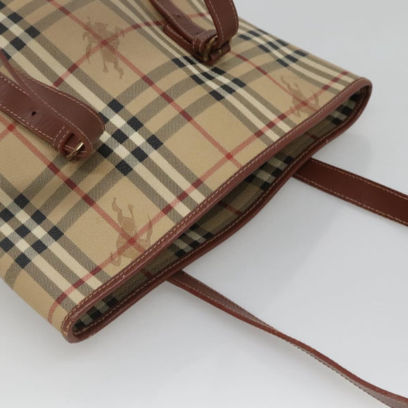 BURBERRY Nova Check Shoulder Bag PVC Beige Gold Auth yk18181