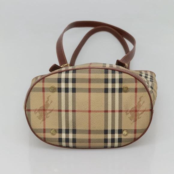 BURBERRY Nova Check Shoulder Bag PVC Beige Gold Auth yk18181