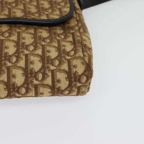 Christian Dior Trotter Canvas Shoulder Bag Brown Gold Auth yk18182