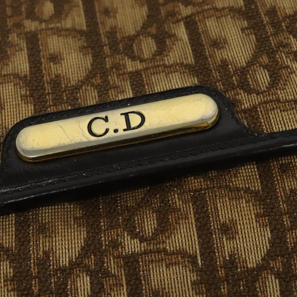 Christian Dior Trotter Canvas Shoulder Bag Brown Gold Auth yk18182