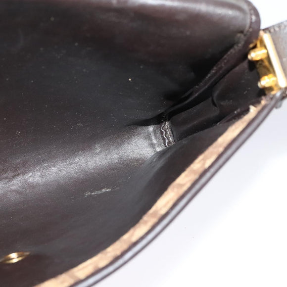 Christian Dior Trotter Canvas Shoulder Bag Brown Gold Auth yk18182