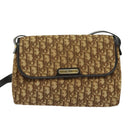 Christian Dior Trotter Canvas Shoulder Bag Brown Gold Auth yk18182-13