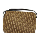 Christian Dior Trotter Canvas Shoulder Bag Brown Gold Auth yk18182-2