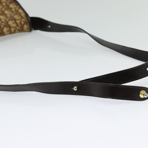Christian Dior Trotter Canvas Shoulder Bag Brown Gold Auth yk18182