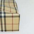 BURBERRY Nova Check Hand Bag PVC Beige Silver Auth yk18185-14
