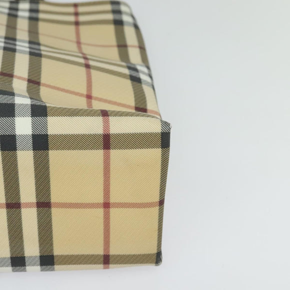 BURBERRY Nova Check Hand Bag PVC Beige Silver Auth yk18185