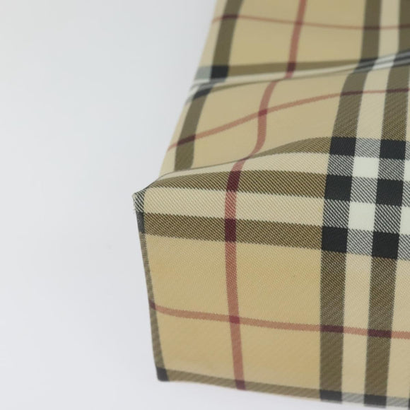 BURBERRY Nova Check Hand Bag PVC Beige Silver Auth yk18185