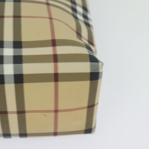 BURBERRY Nova Check Hand Bag PVC Beige Silver Auth yk18185