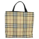 BURBERRY Nova Check Hand Bag PVC Beige Silver Auth yk18185-13