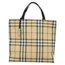 BURBERRY Nova Check Hand Bag PVC Beige Silver Auth yk18185-2