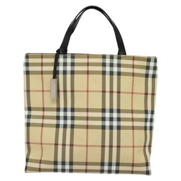 BURBERRY Nova Check Hand Bag PVC Beige Silver Auth yk18185 - 0
