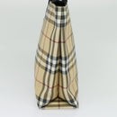 BURBERRY Nova Check Hand Bag PVC Beige Silver Auth yk18185-3