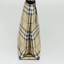 BURBERRY Nova Check Hand Bag PVC Beige Silver Auth yk18185-4