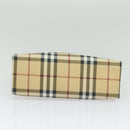 BURBERRY Nova Check Hand Bag PVC Beige Silver Auth yk18185-5