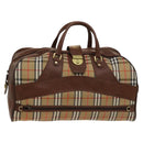 Burberrys Nova Check Boston Bag Canvas Beige Gold Auth yk18195-1