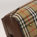 Burberrys Nova Check Boston Bag Canvas Beige Gold Auth yk18195-14