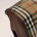 Burberrys Nova Check Boston Bag Canvas Beige Gold Auth yk18195-16