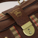 Burberrys Nova Check Boston Bag Canvas Beige Gold Auth yk18195-17