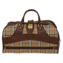 Burberrys Nova Check Boston Bag Canvas Beige Gold Auth yk18195-13