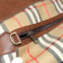 Burberrys Nova Check Boston Bag Canvas Beige Gold Auth yk18195-20