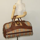 Burberrys Nova Check Boston Bag Canvas Beige Gold Auth yk18195-22