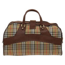 Burberrys Nova Check Boston Bag Canvas Beige Gold Auth yk18195-2