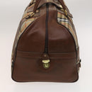 Burberrys Nova Check Boston Bag Canvas Beige Gold Auth yk18195-4