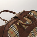 Burberrys Nova Check Boston Bag Canvas Beige Gold Auth yk18195-6