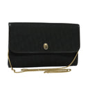 Christian Dior Trotter Canvas Chain Shoulder Bag Black Gold Auth yk18198-1