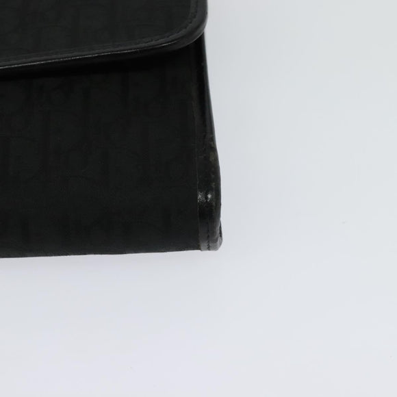 Christian Dior Trotter Canvas Chain Shoulder Bag Black Gold Auth yk18198