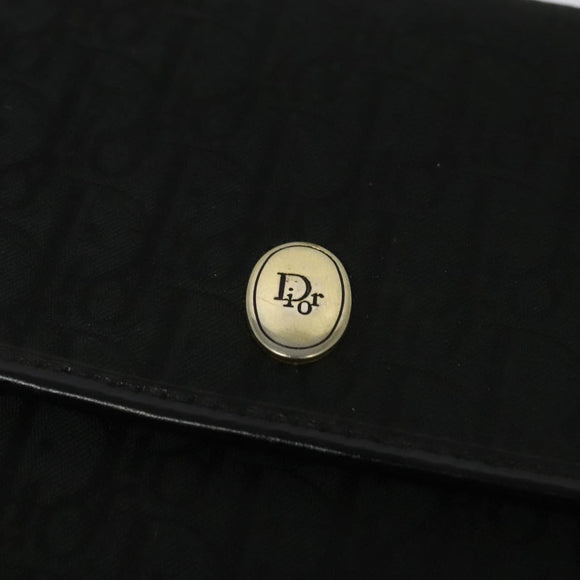 Christian Dior Trotter Canvas Chain Shoulder Bag Black Gold Auth yk18198