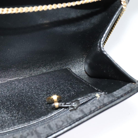 Christian Dior Trotter Canvas Chain Shoulder Bag Black Gold Auth yk18198