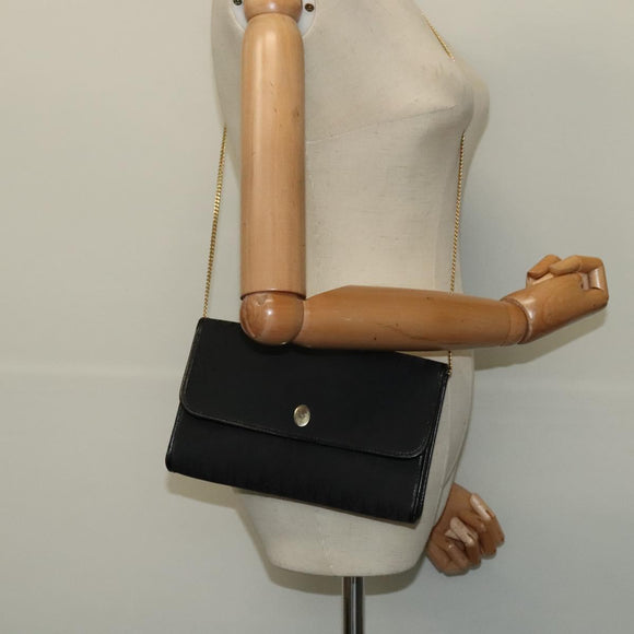 Christian Dior Trotter Canvas Chain Shoulder Bag Black Gold Auth yk18198
