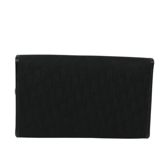 Christian Dior Trotter Canvas Chain Shoulder Bag Black Gold Auth yk18198