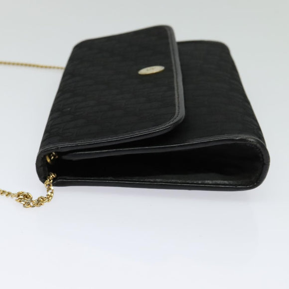 Christian Dior Trotter Canvas Chain Shoulder Bag Black Gold Auth yk18198
